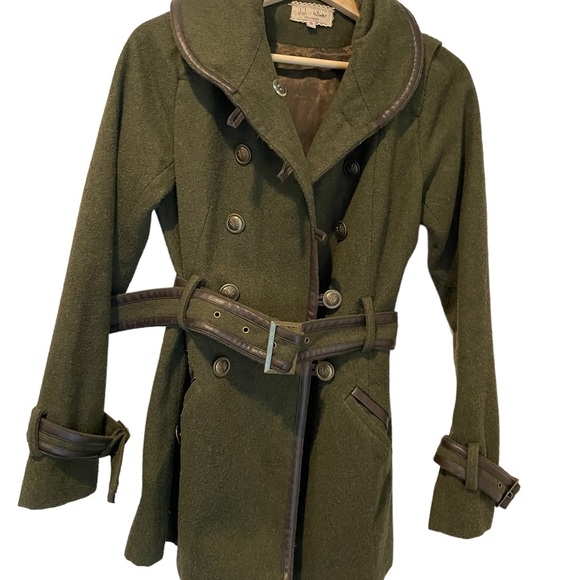 Army Green Winter Pea Coat - Picture 4 of 6